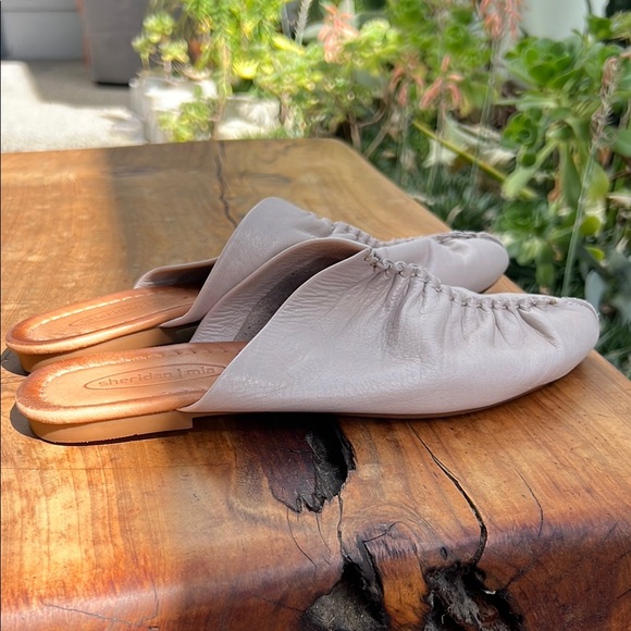 Sheridan Mia Cream Leather Mules with Ruched Detail - Picture 8 of 13